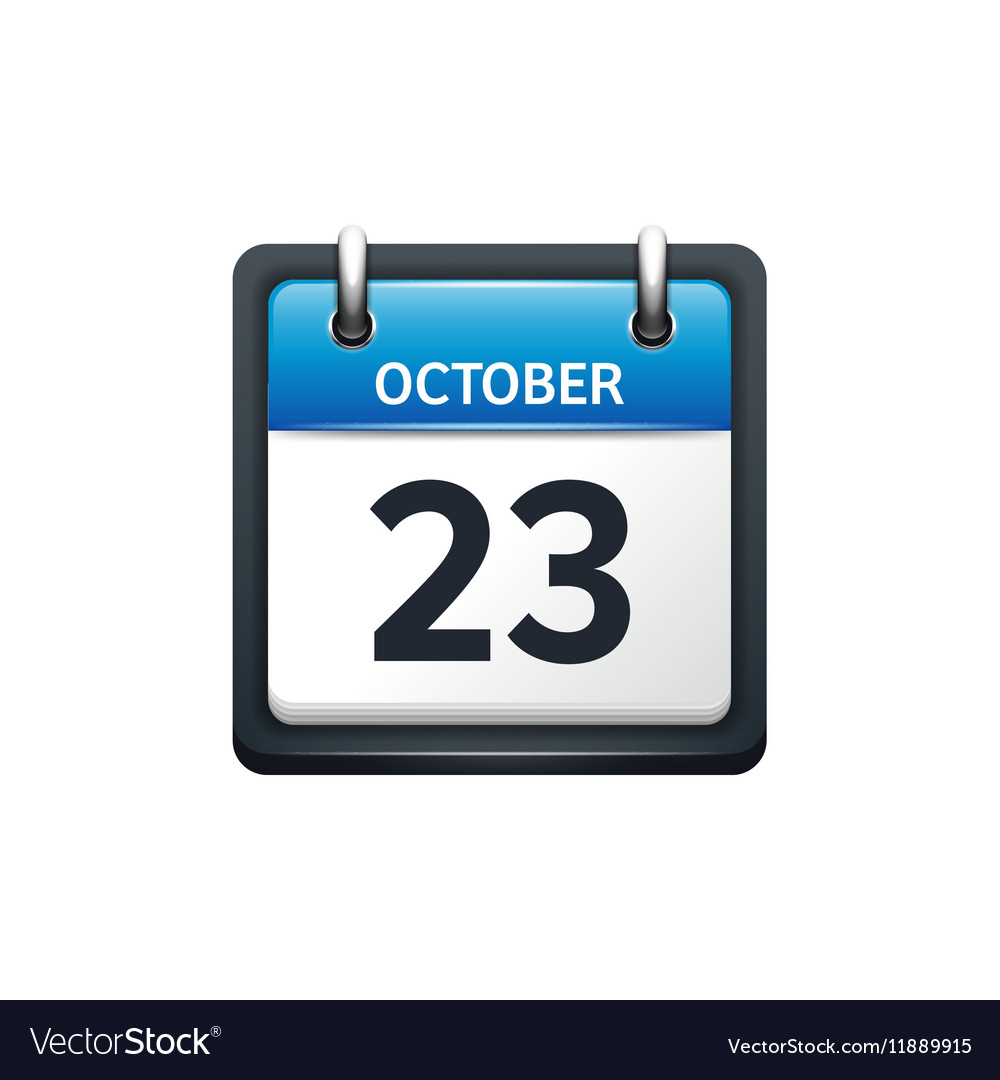 October 23 calendar icon flat