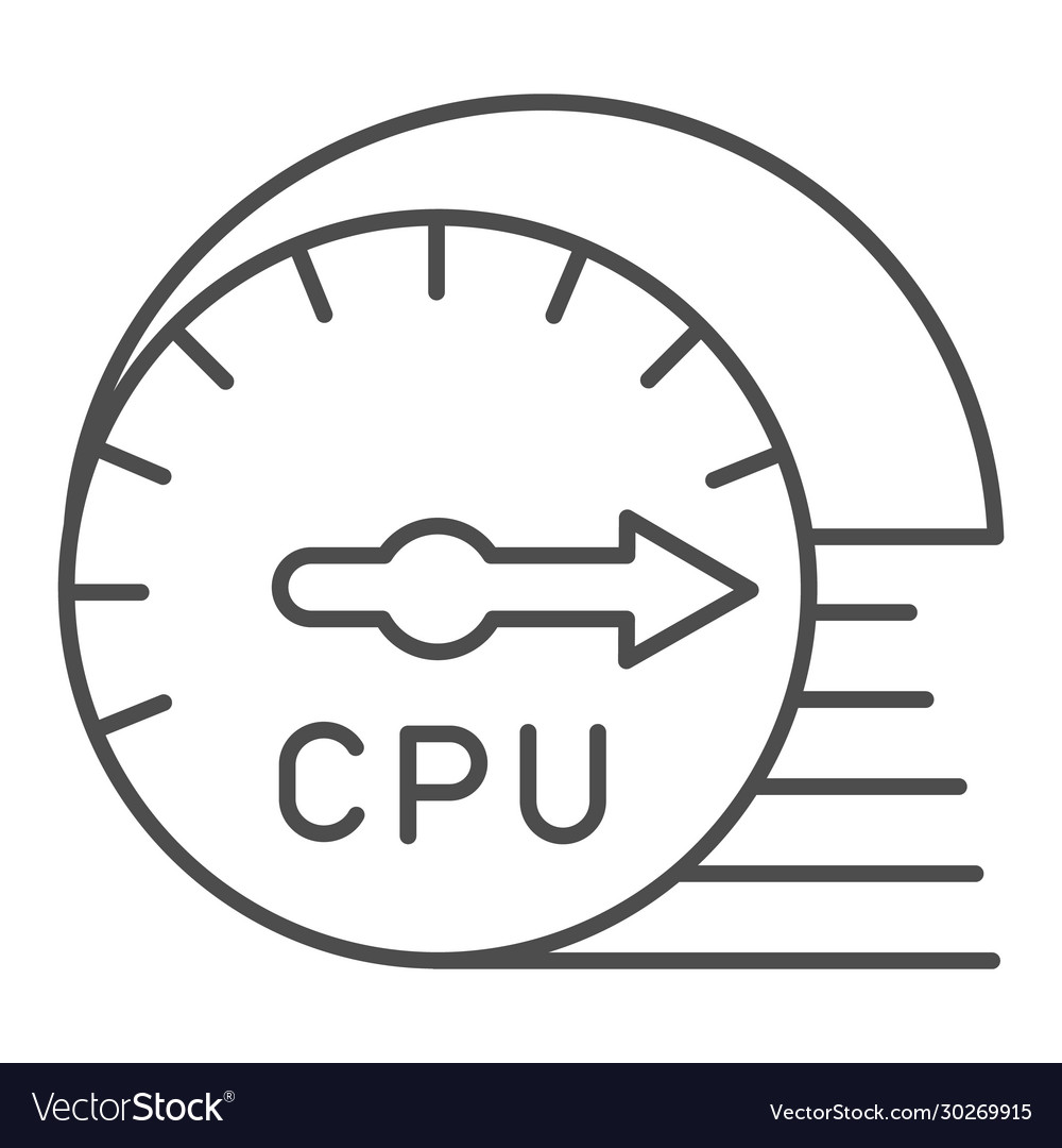 Processor usage and load speed thin line icon cpu Vector Image Processor usage and load speed thin line icon cpu