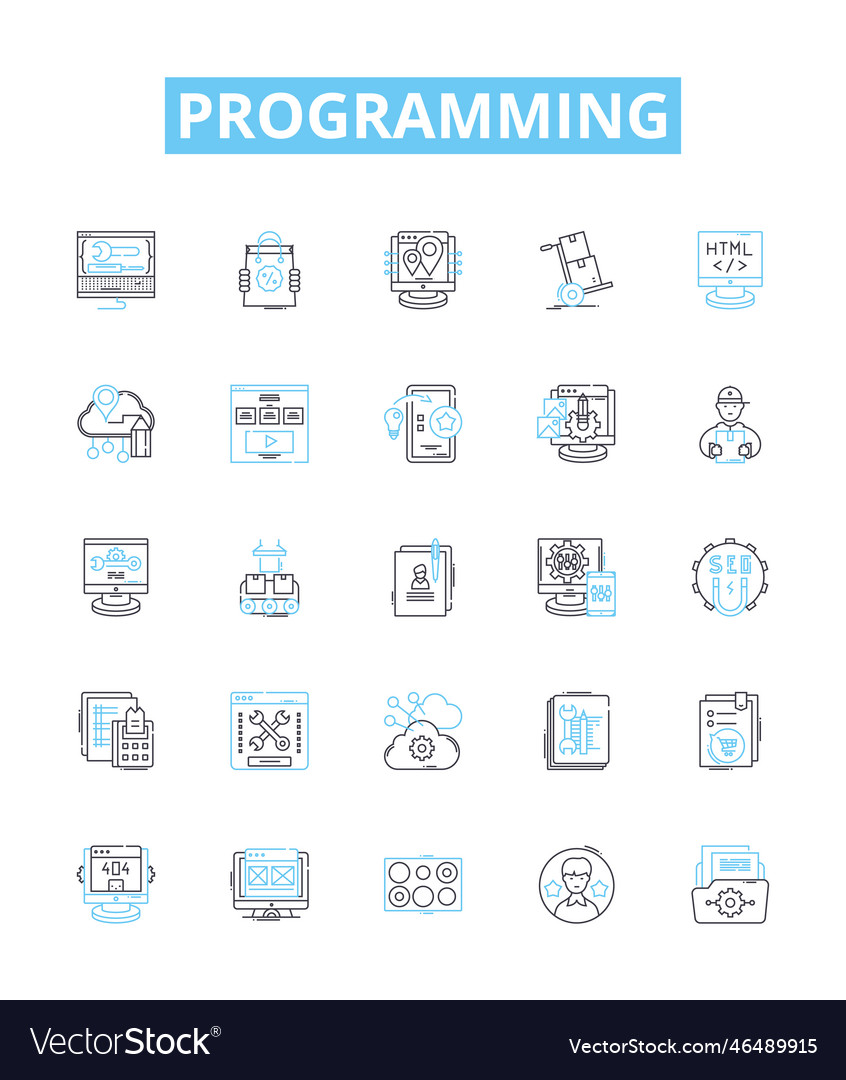 Programming line icons set vector image Programming line icons set
