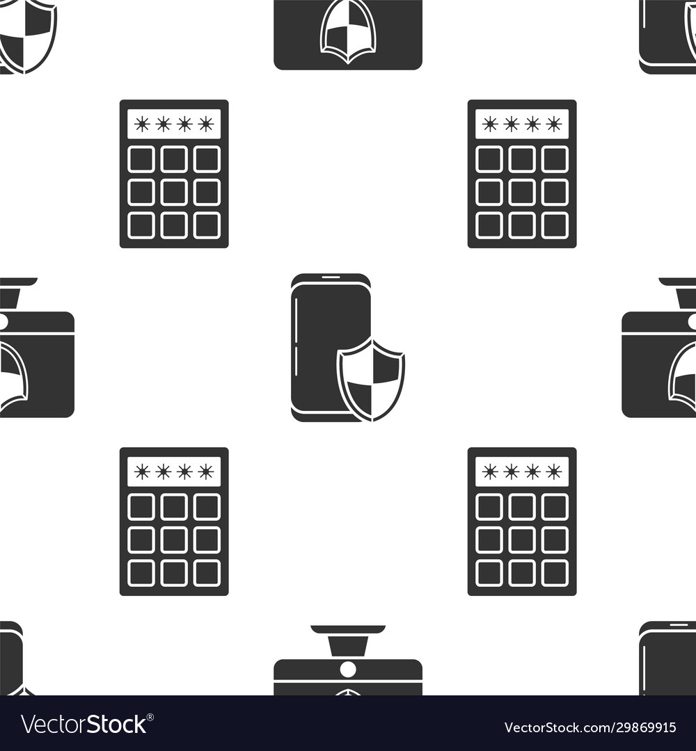 Set computer monitor and shield smartphone vector image Set computer monitor and shield smartphone