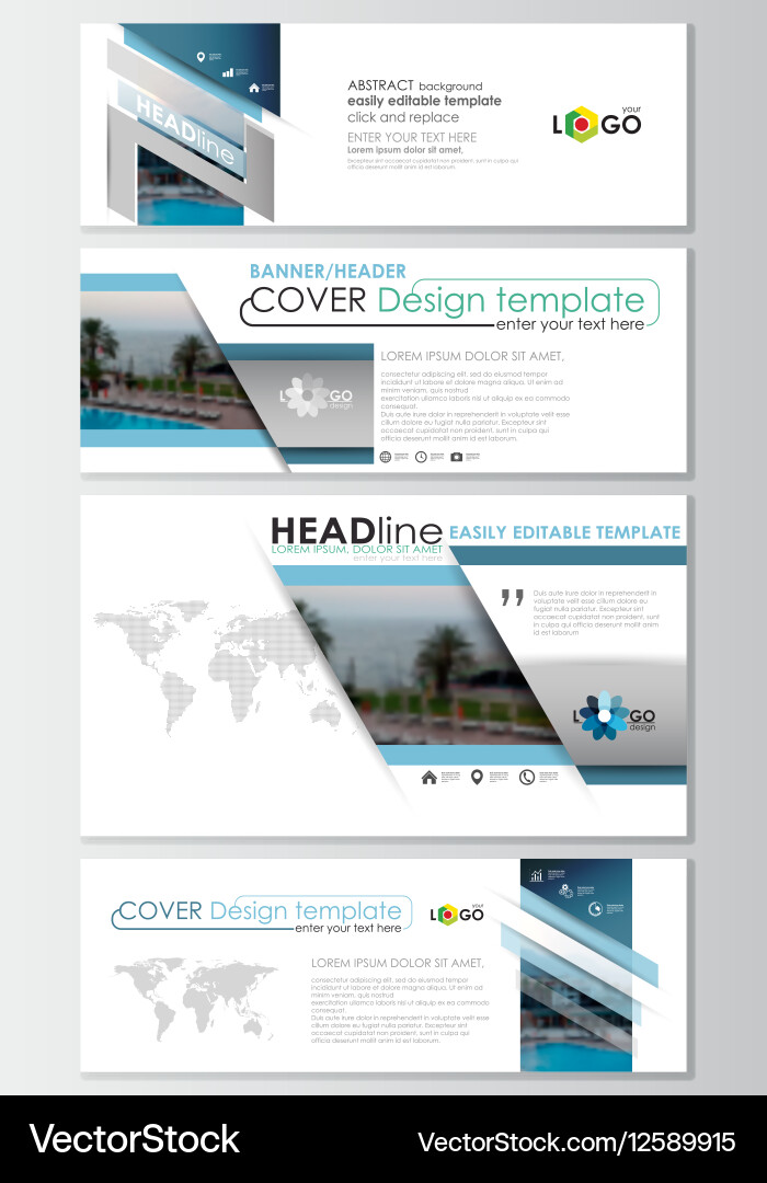 Social Media And Email Headers Set Modern Banners Vector Image