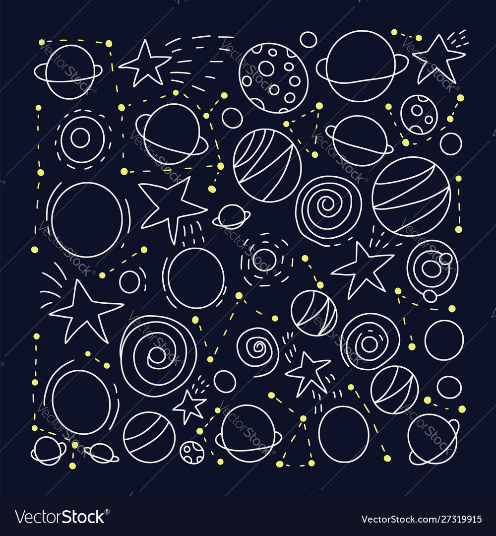 Space objects and symbols set Vector Image Space objects and symbols set
