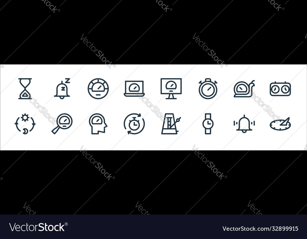 Speedometer and time line icons linear set vector image Speedometer and time line icons linear set