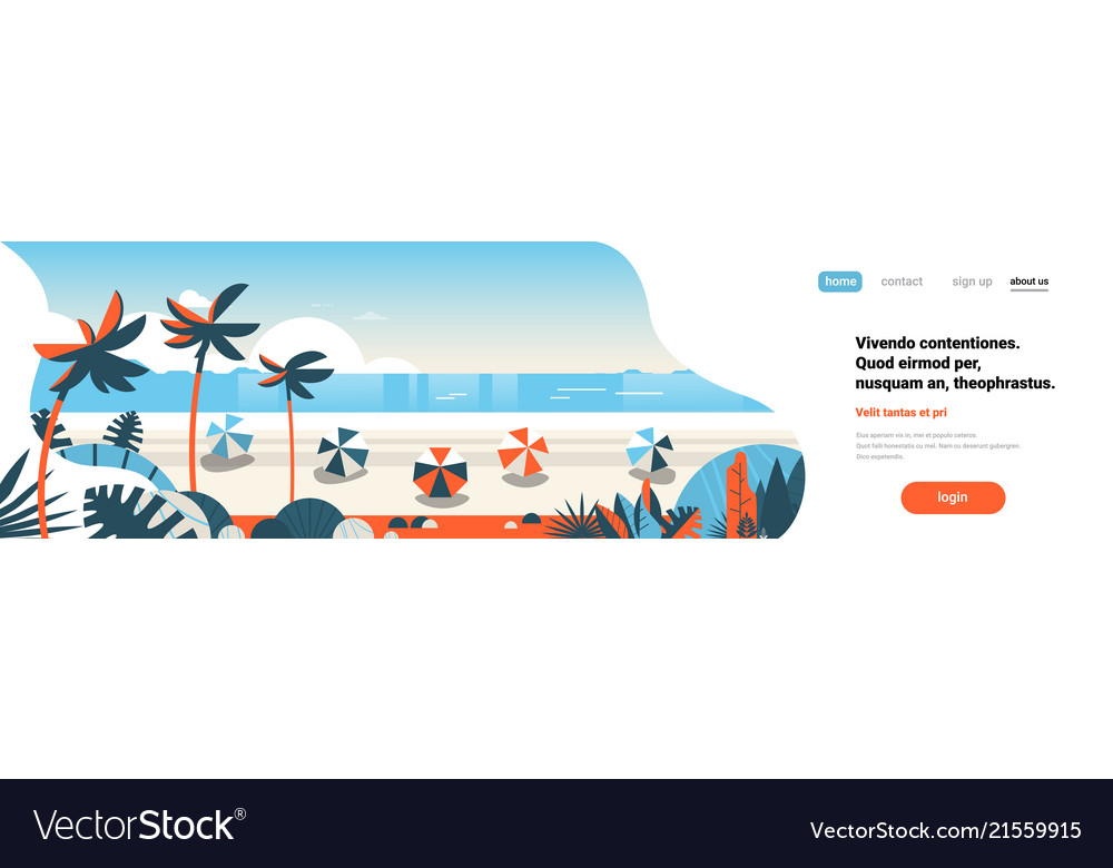 Sunrise tropical palm beach balls summer vacation vector image Sunrise tropical palm beach balls summer vacation