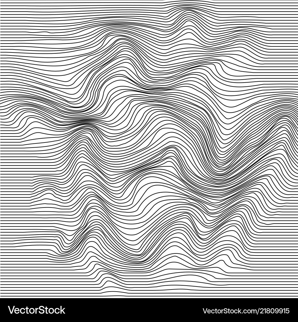 Wavy line deformation abstract monochrome striped Vector Image
