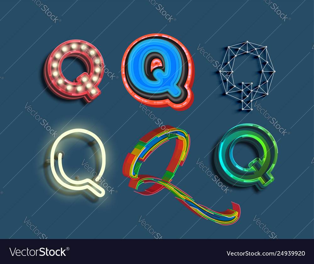 A character set 6 different styled font vector image A character set 6 different styled font
