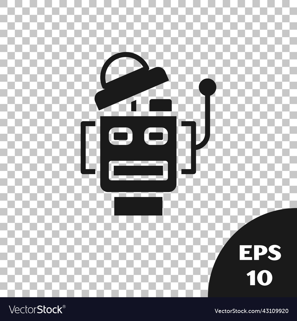 Black robot icon isolated on transparent