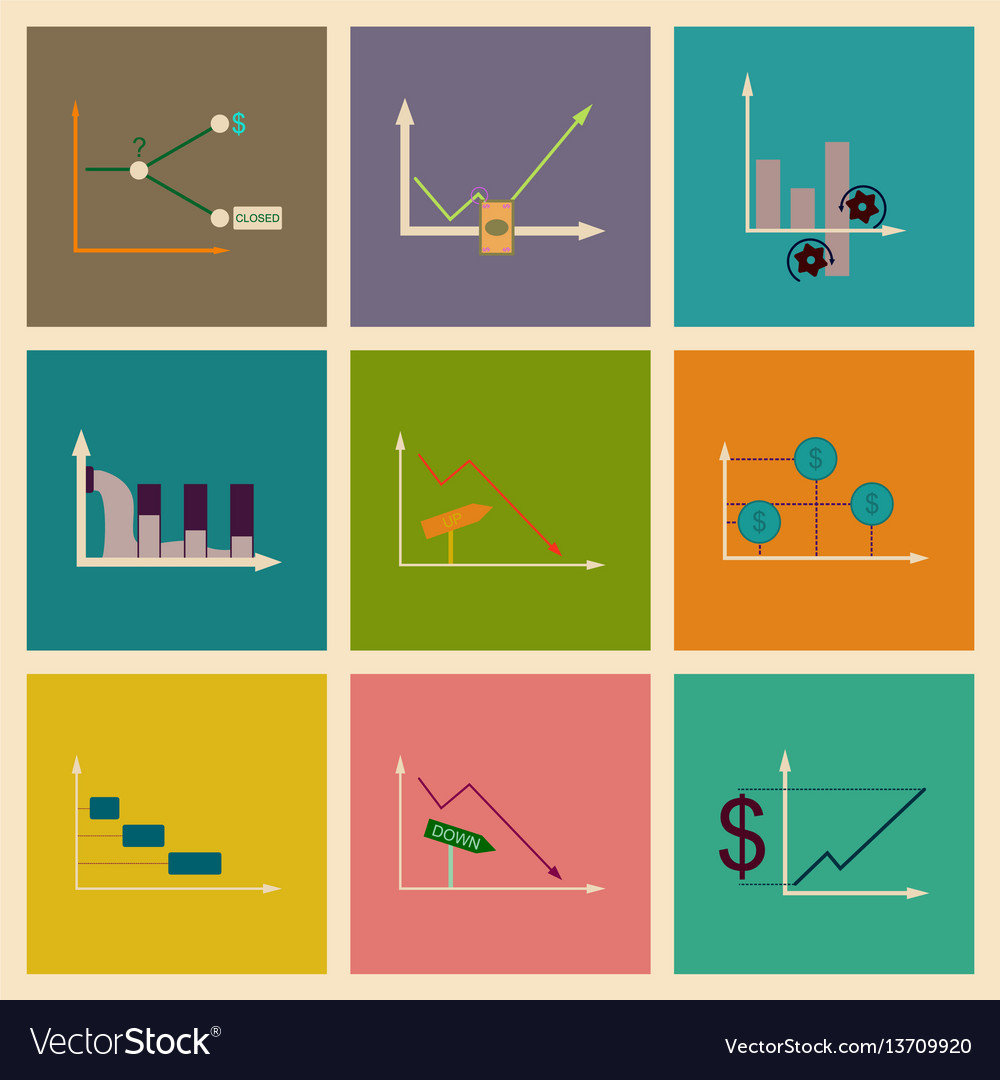 Concept of stylish flat design icons graph
