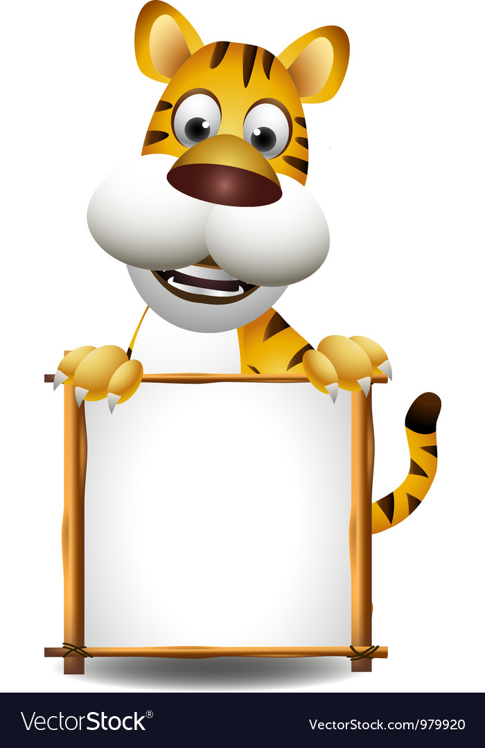 Süßes Kartoon Tiger mit Zeichen