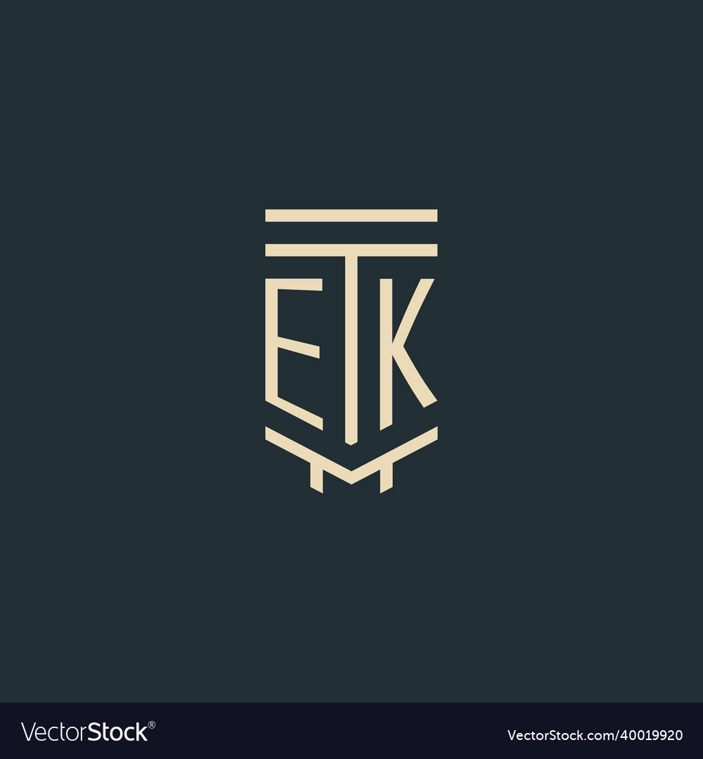 Ek initial monogram with simple line art pillar