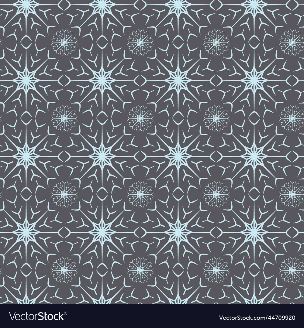 Endless pattern of outline abstract snowflakes vector image Endless pattern of outline abstract snowflakes