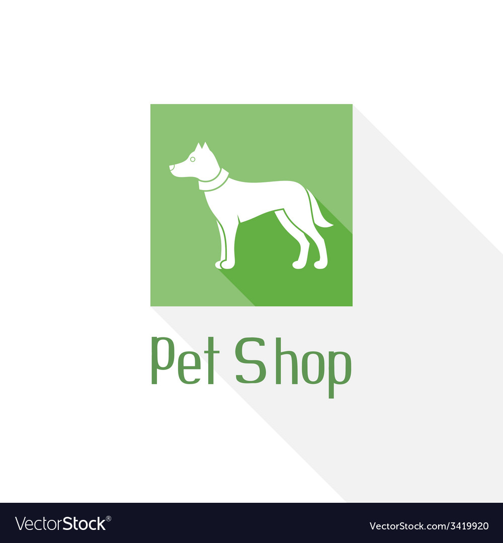 Flat pet shop logo with dog