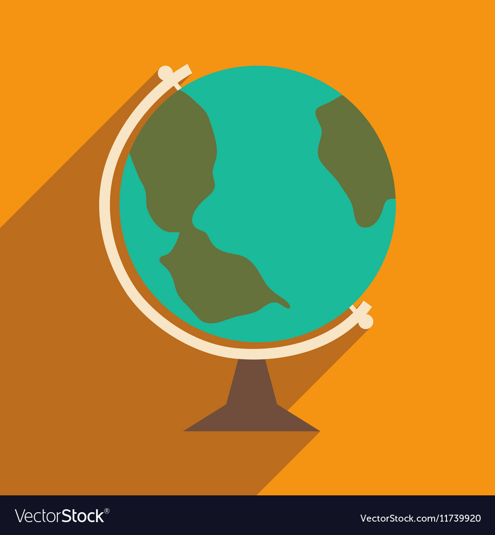 Flat with shadow icon and mobile application globe