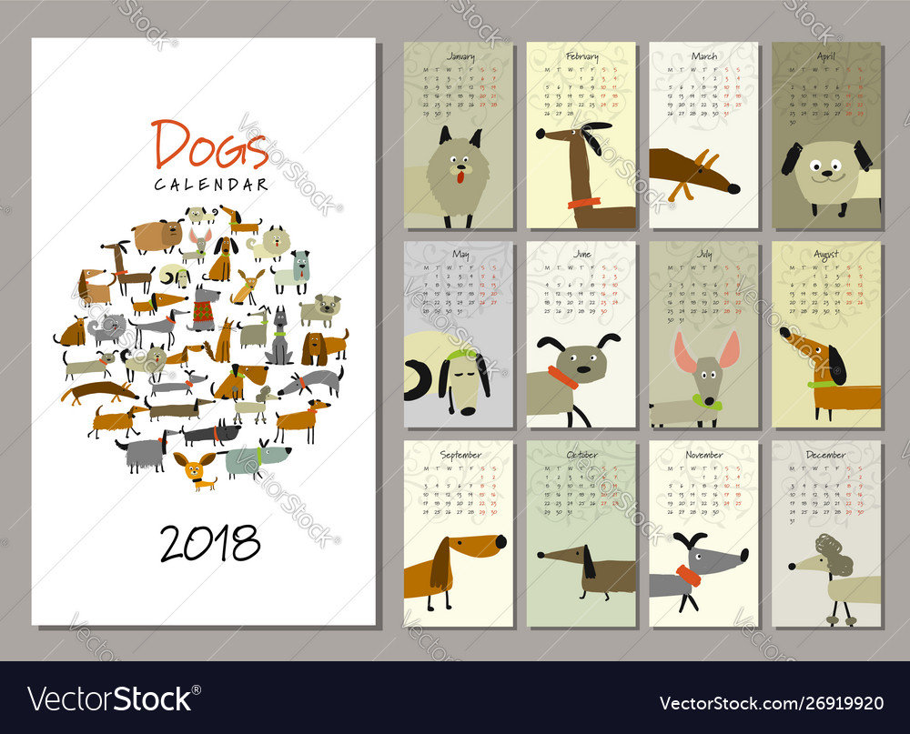 Lustige Hunde Kalender 2018 Design