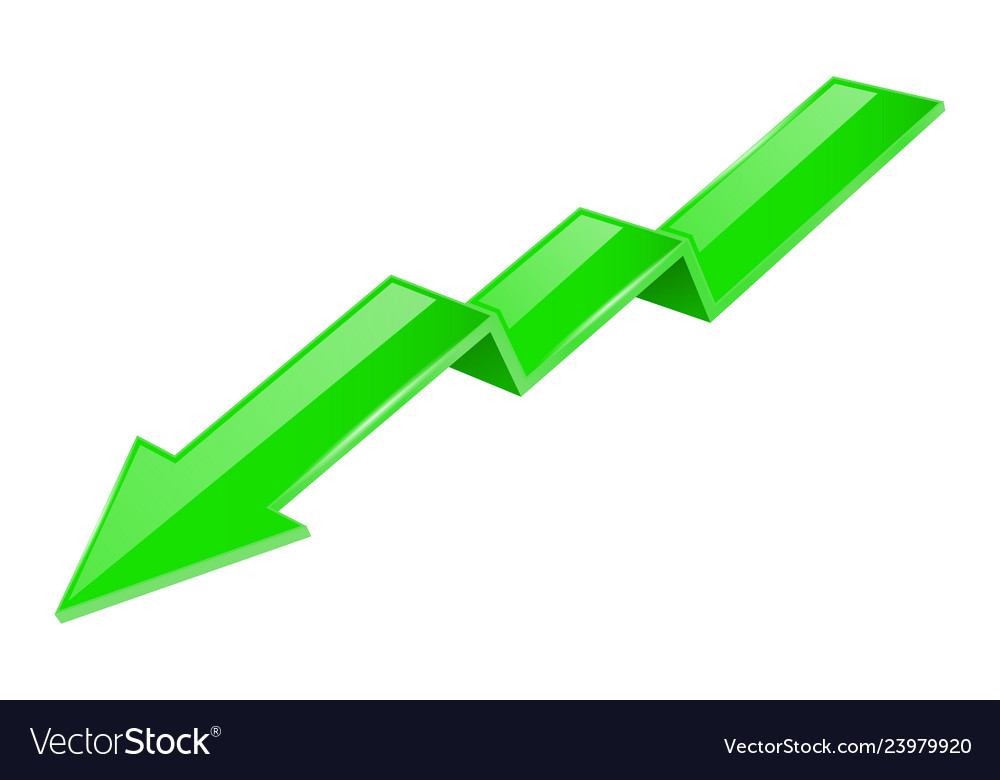 Grüne Anzeige Pfeil nach unten 3d financinal
