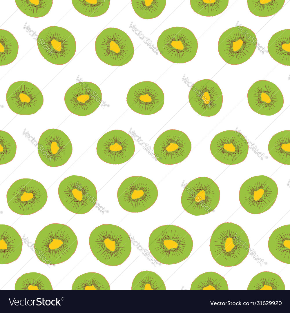 Green kiwi handdraw repeat pattern print Vector Image Green kiwi handdraw repeat pattern print