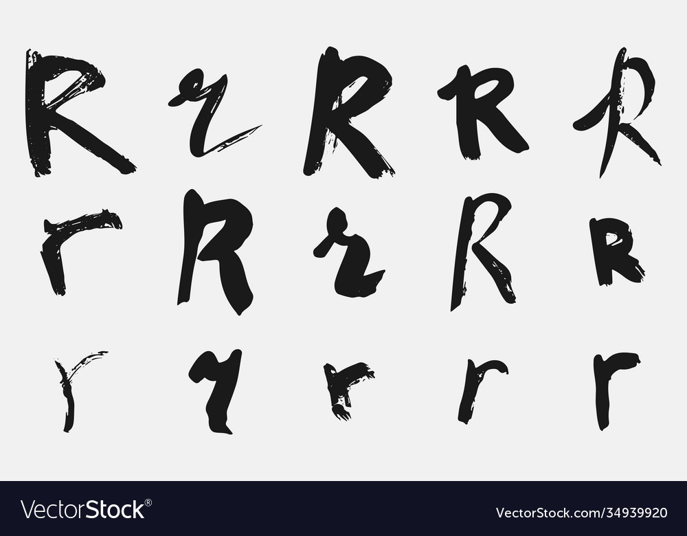 Grunge Black Letter R Calligraphy