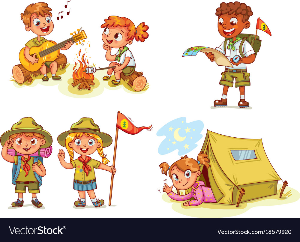 Hiking recreation tourist group Royalty Free Vector Image