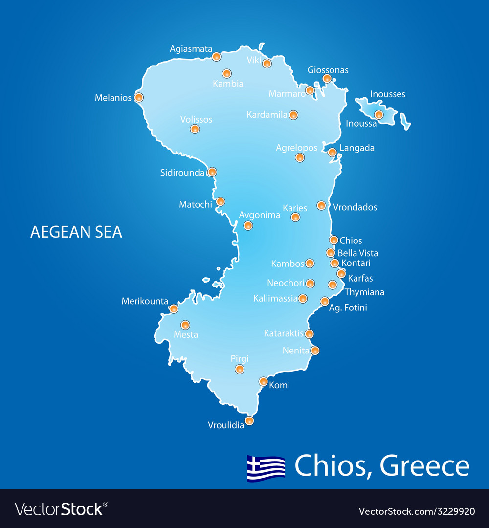 Island of chios in greece map Royalty Free Vector Image