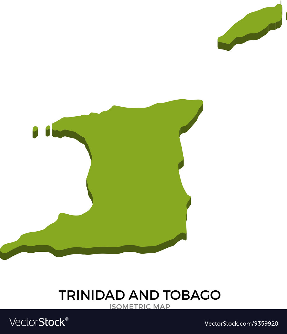 Isometric map of trinidad and tobago detailed