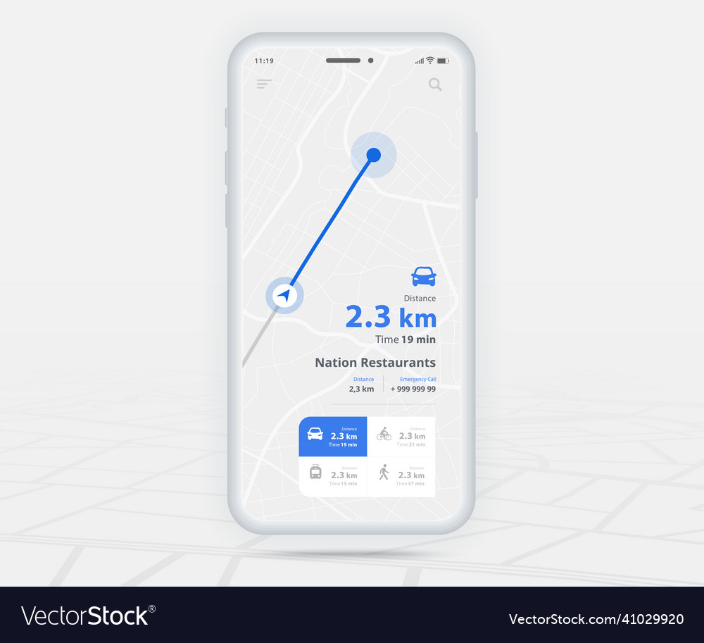 Map gps navigation ux ui concept smartphone Vector Image