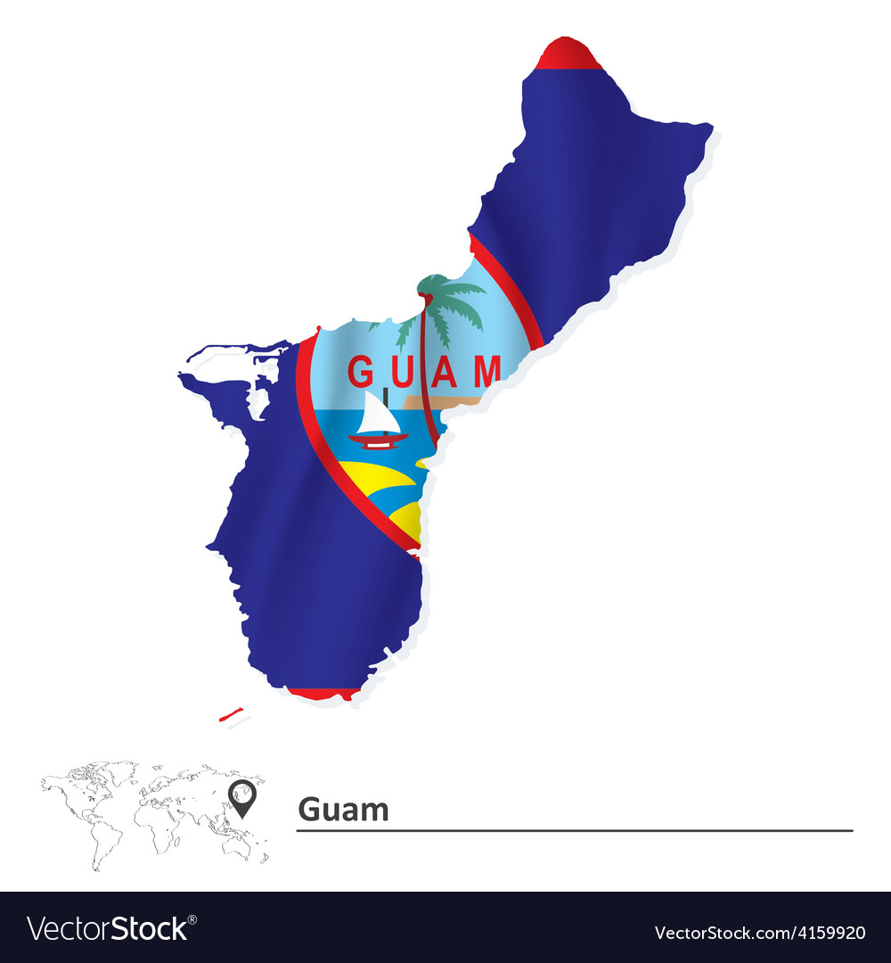 Map of guam with flag Royalty Free Vector Image