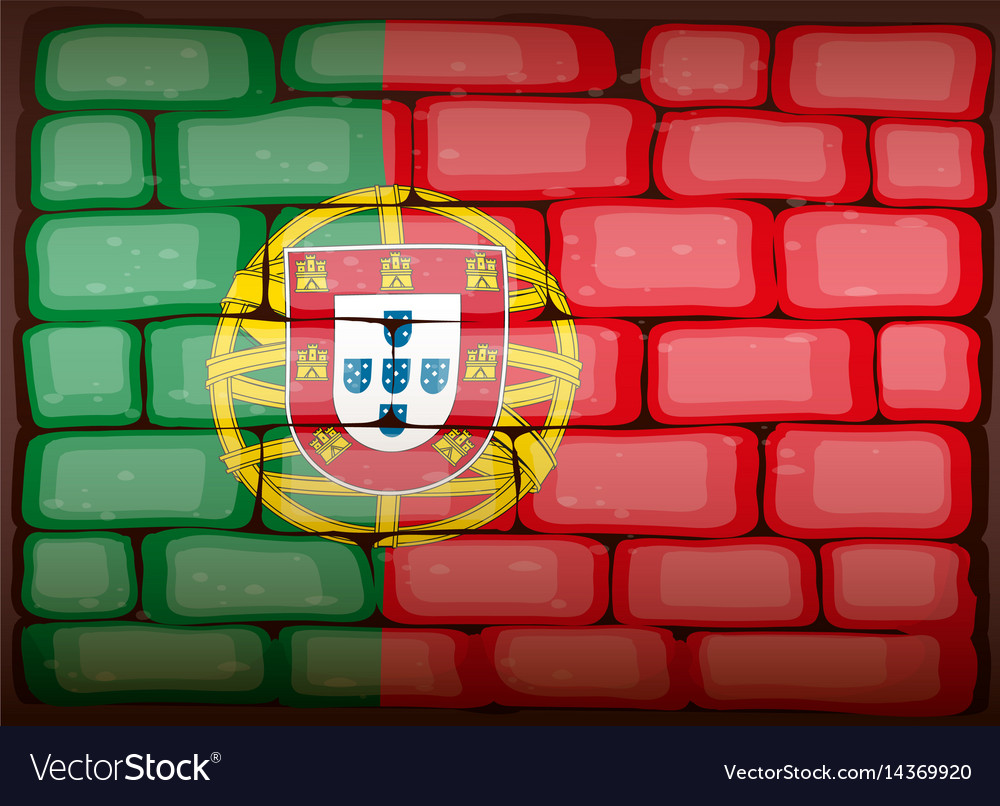 Portugal flag on brickwall Royalty Free Vector Image