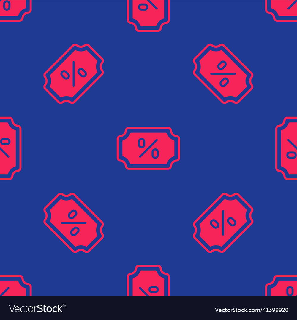 Red discount percent tag icon isolated seamless