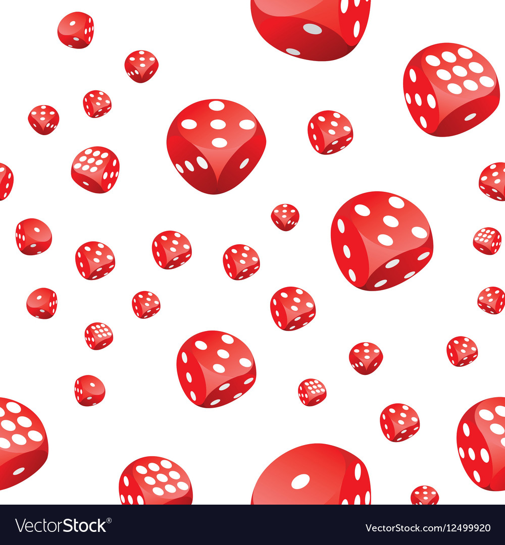 Red playing dices seamless pattern