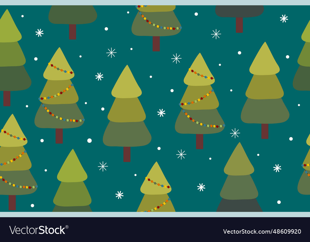Seamless pattern christmas trees colorful new vector image Seamless pattern christmas trees colorful new