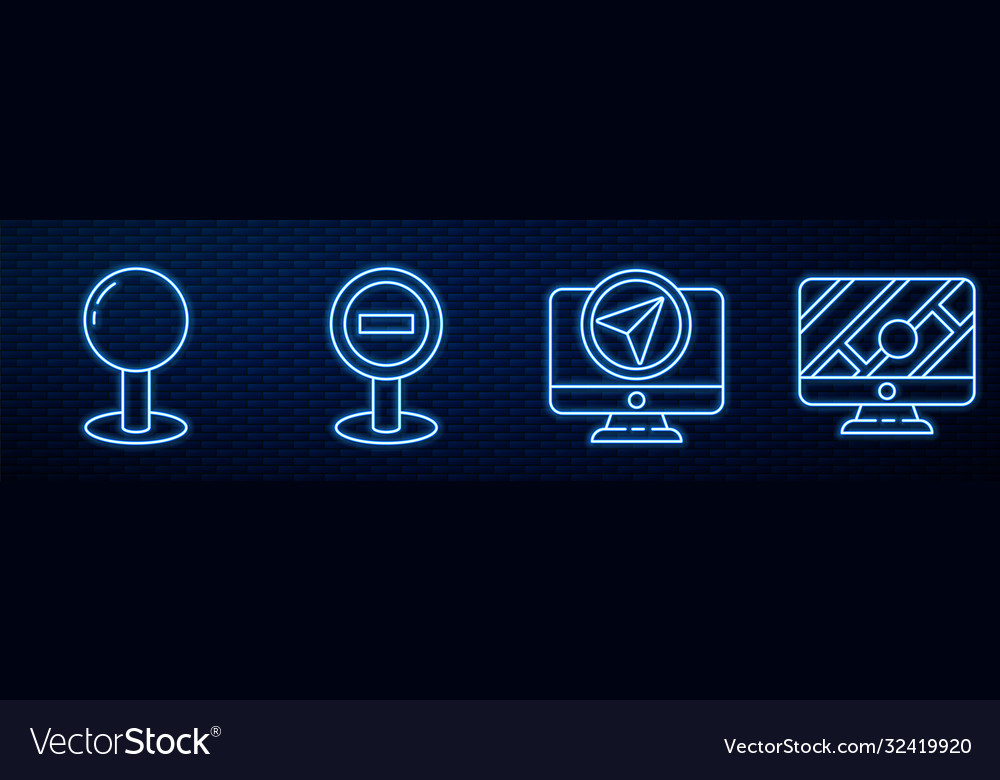 Set line monitor with location marker push pin vector image Set line monitor with location marker push pin
