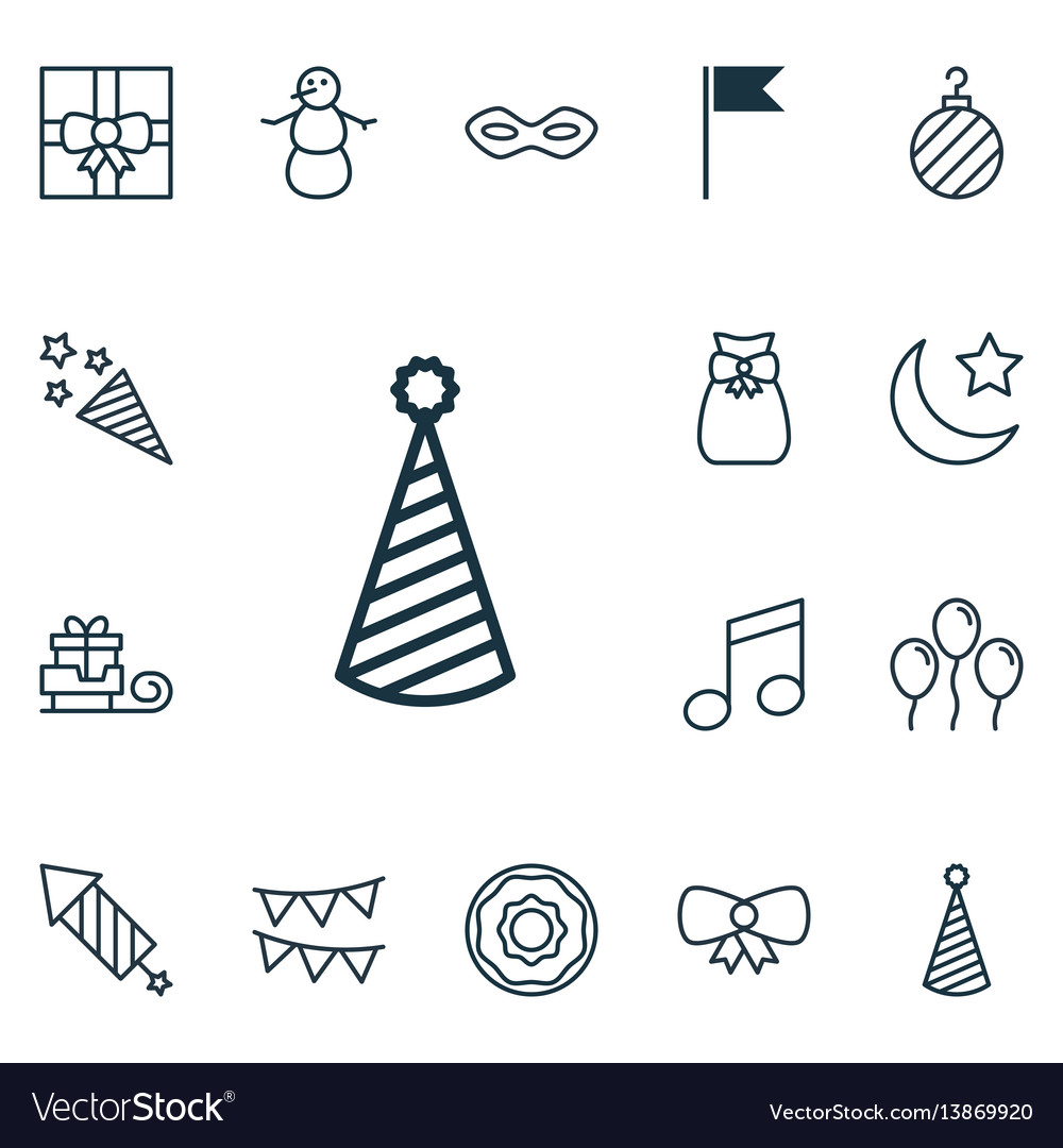 Set of 16 new year icons includes firecracker