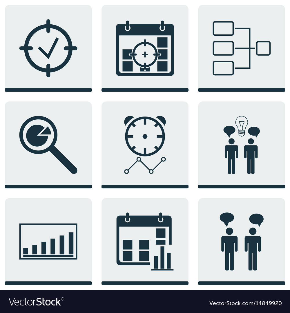 Set of 9 administration icons includes project