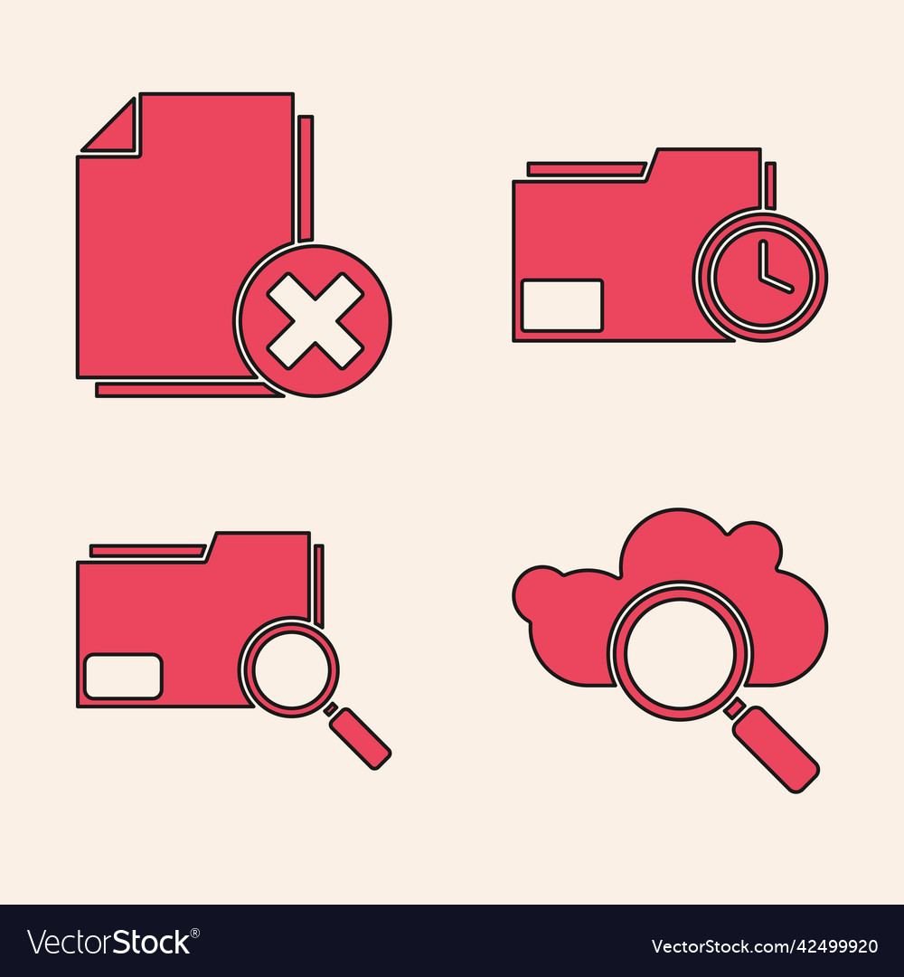 Set search cloud computing delete file document vector image Set search cloud computing delete file document