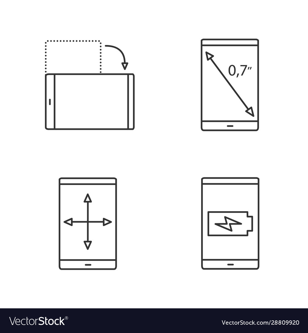Smartphone linear icons set vector image Smartphone linear icons set