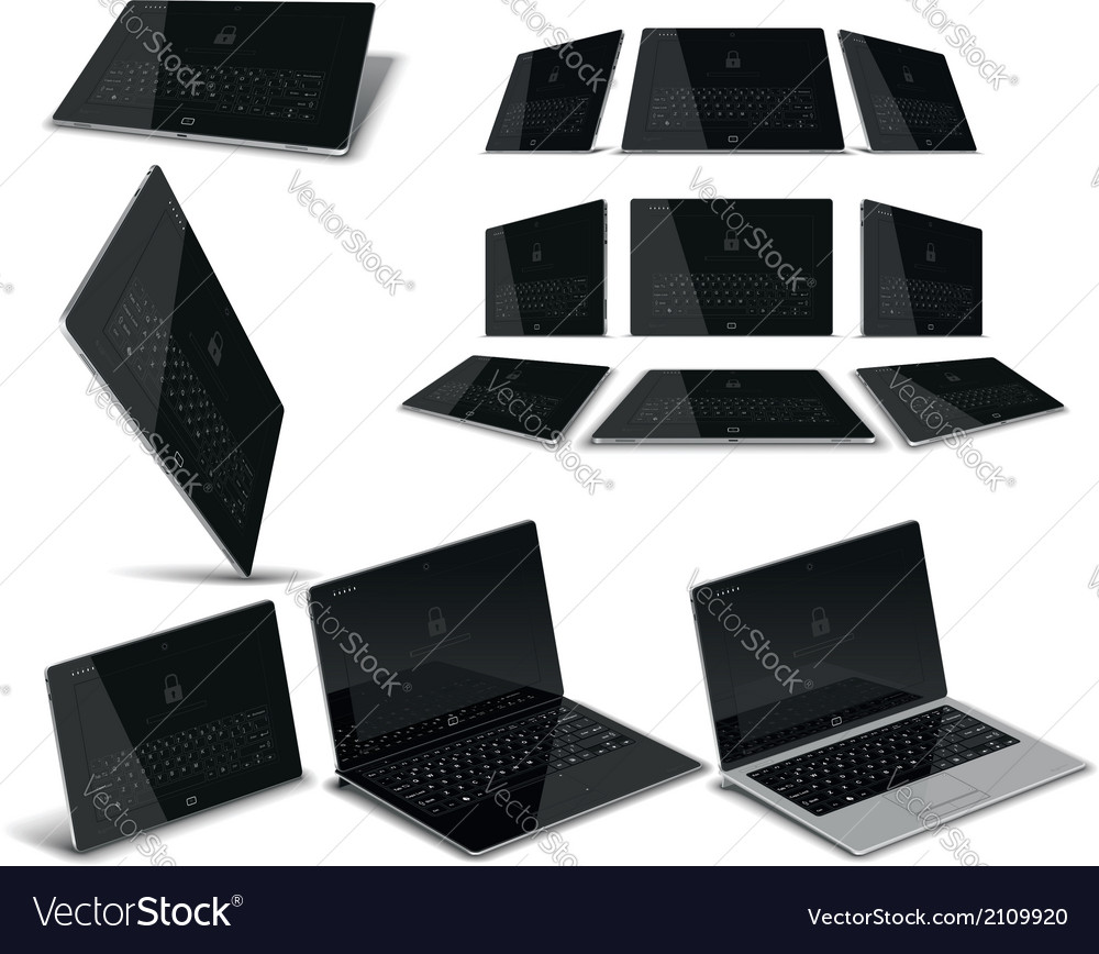 Tablet pc multiple views Royalty Free Vector Image