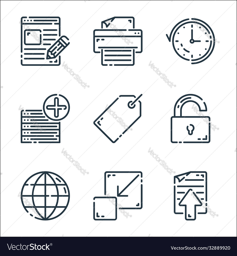 User interface line icons linear set quality vector image User interface line icons linear set quality