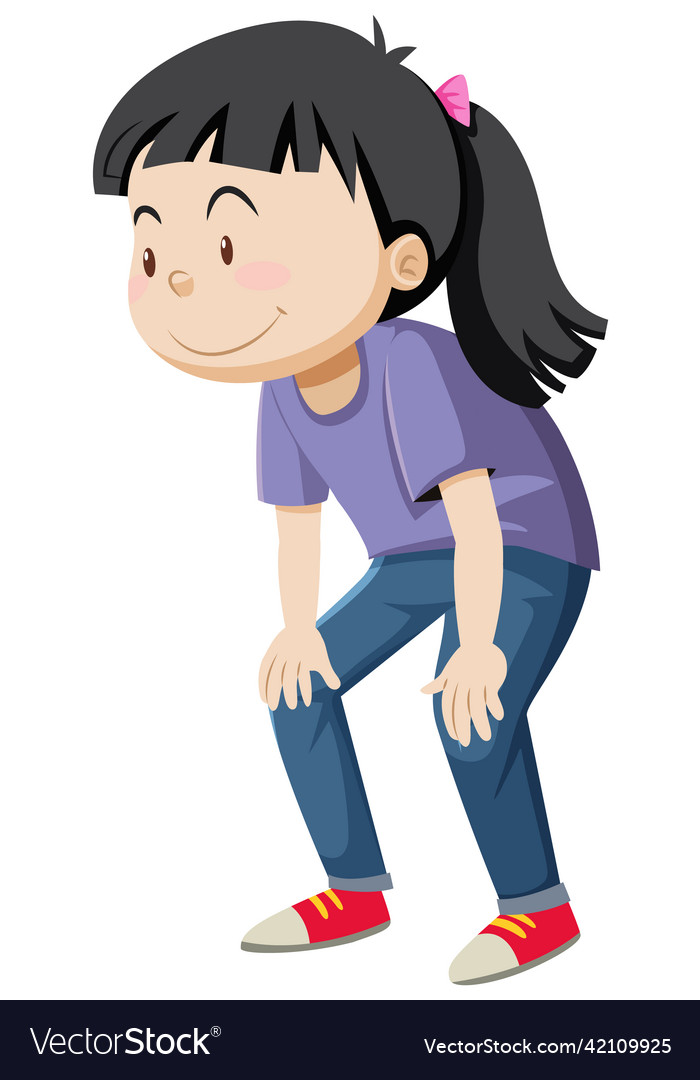 Active girl simple cartoon character Royalty Free Vector