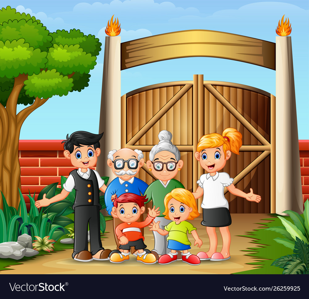 Großes Familienporträt in Eingangstoren vector image Großes Familienporträt in Eingangstoren