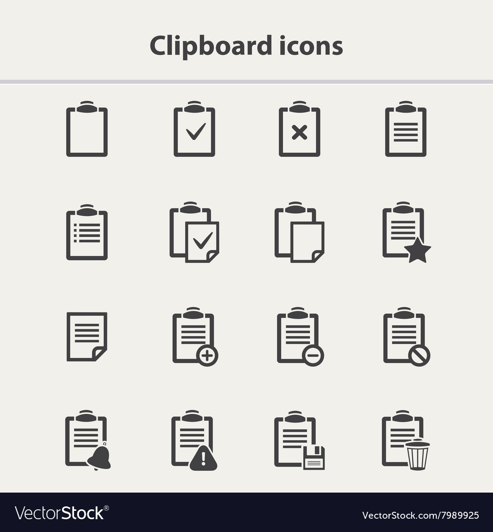 Black clipboard icons set