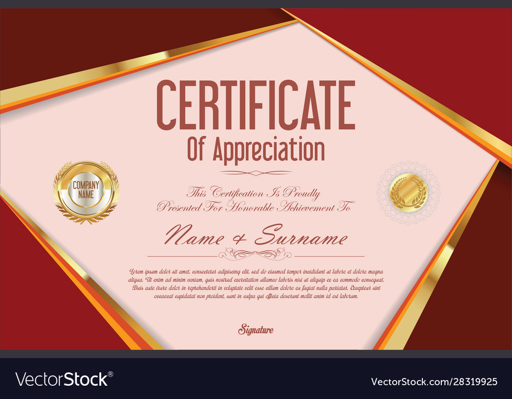 Certificate retro design template 14 Royalty Free Vector