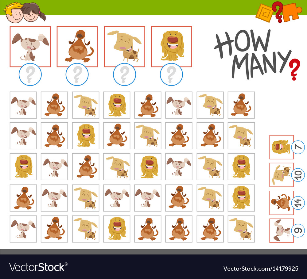 Count the dogs activity Royalty Free Vector Image