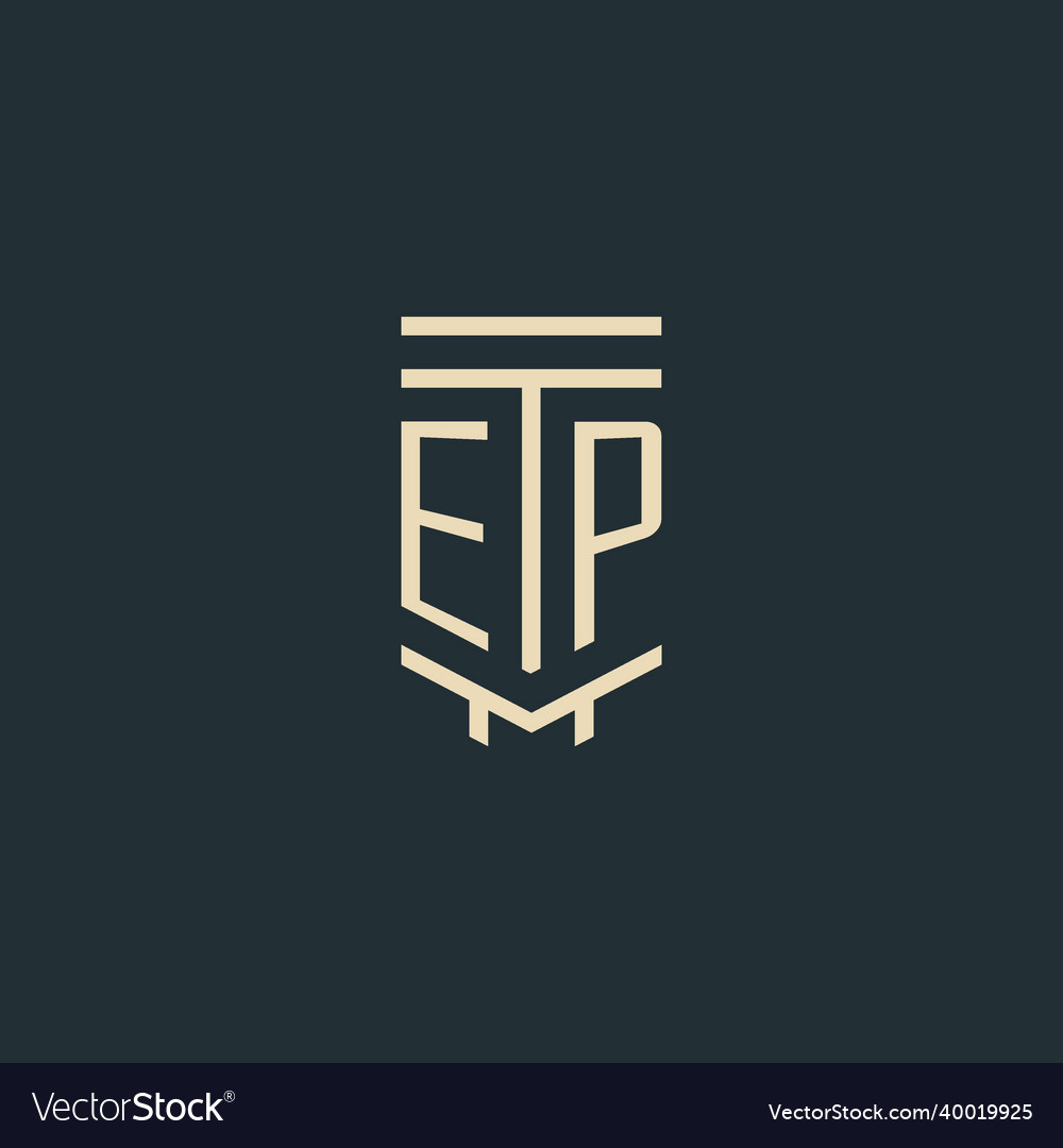 Ep initial monogram with simple line art pillar