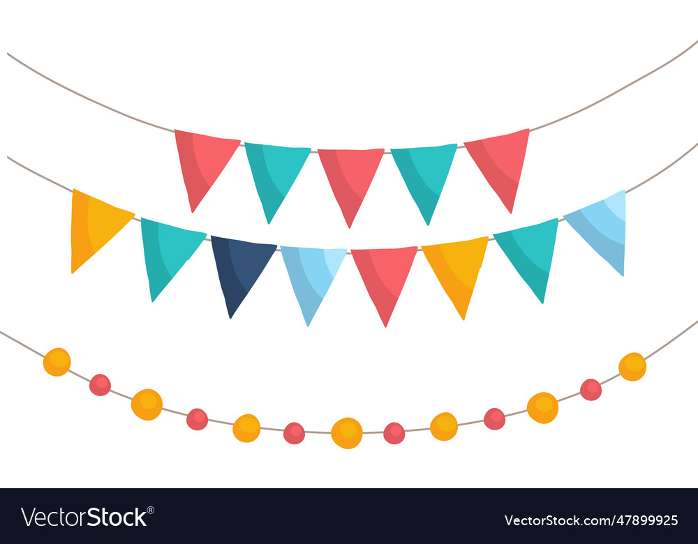 Flags and light bulbs for birthday festive Vector Image