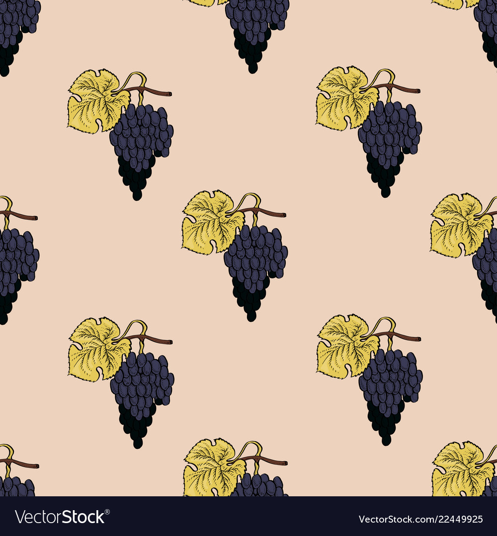 Grape seamless calligraphy coloured pattern