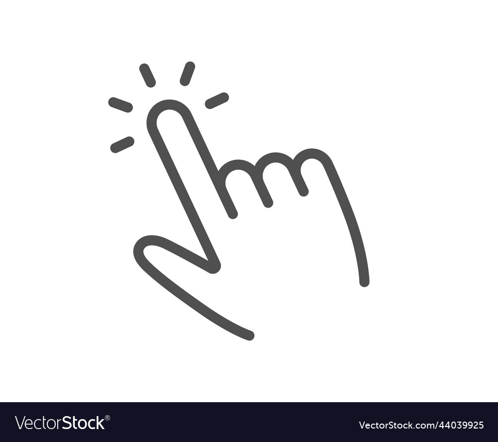 Hand cursor line icon click action sign