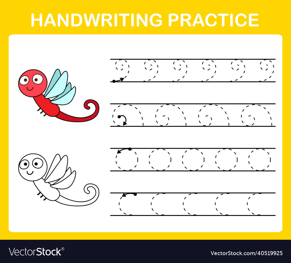 Handwriting practice sheet Royalty Free Vector Image