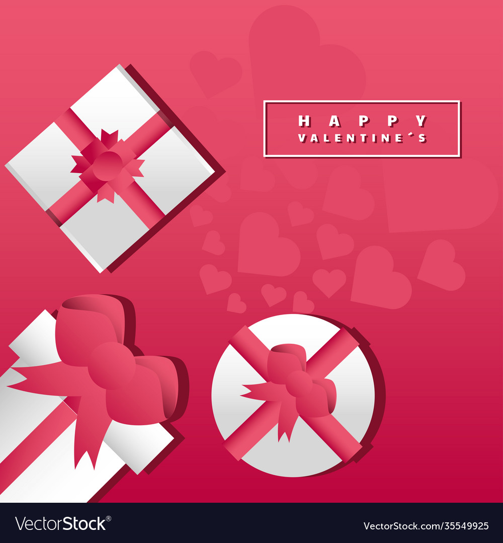 Happy valentines day greeting card gift boxes