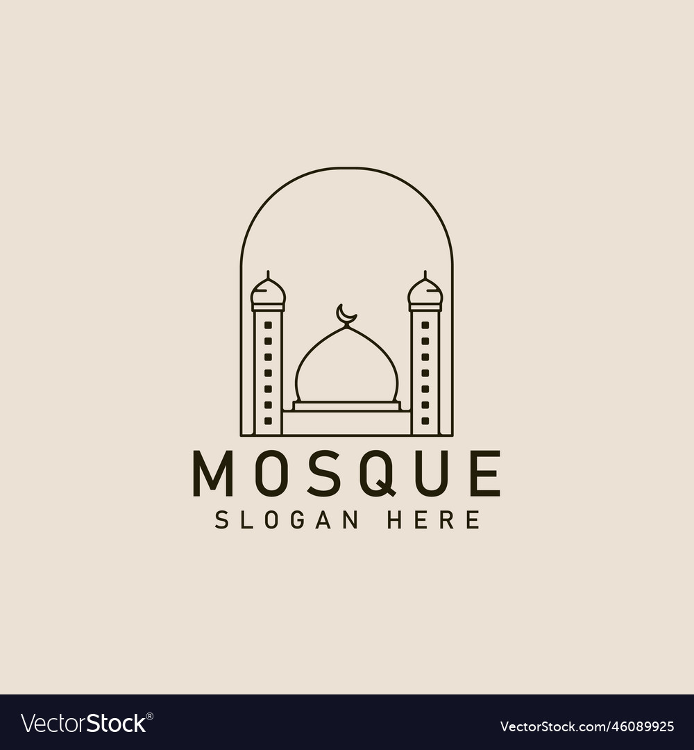 Islamic mosque architecture line art logo icon