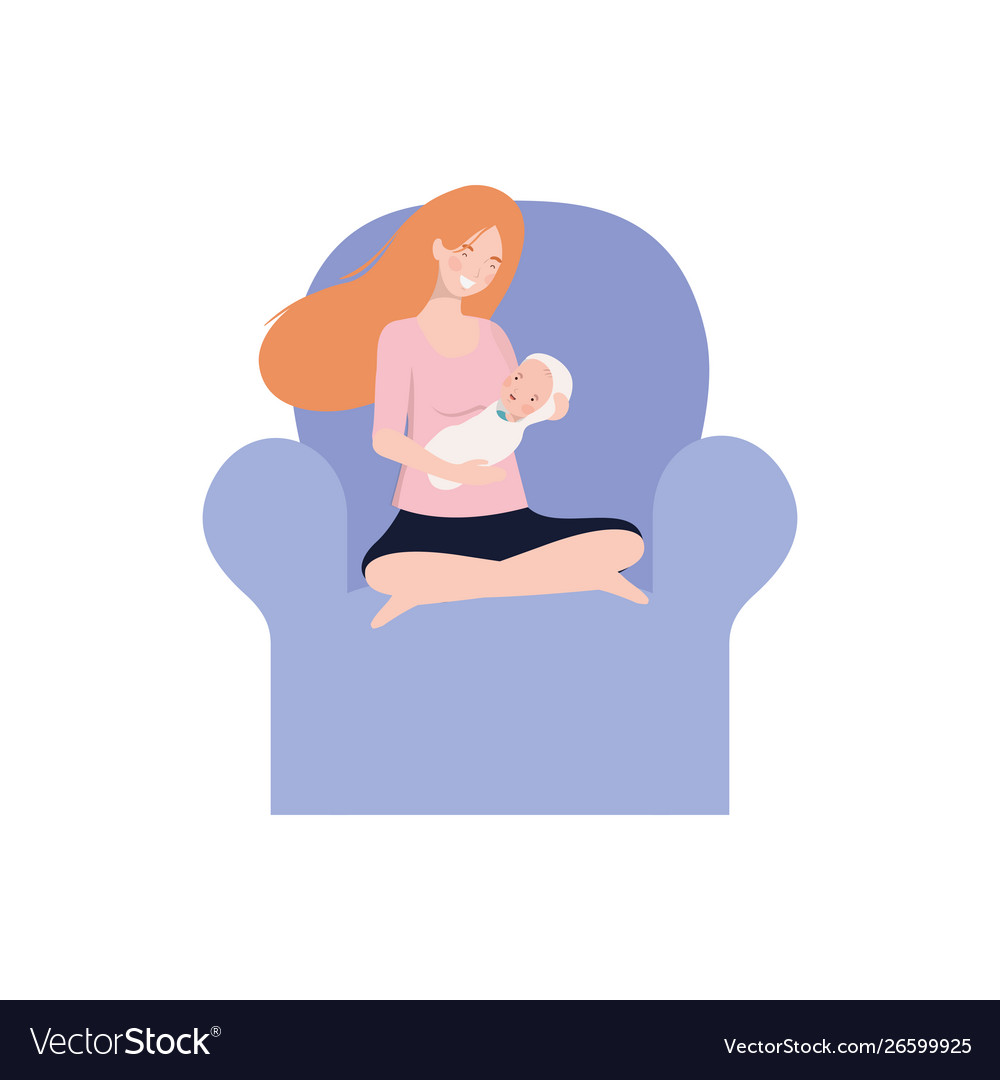 Isolated mother with baby design